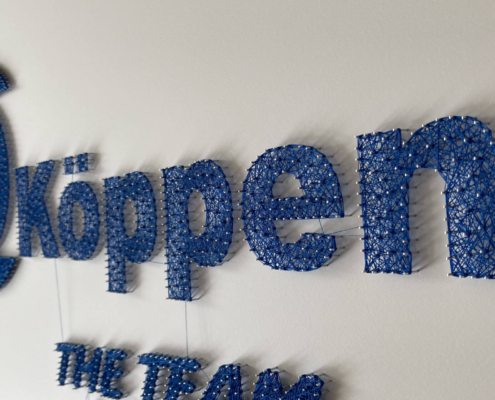 Nagelbild-Fadenbild-Köppen-Sonderfarbe blau-für Besucherzimmer/ moll-real