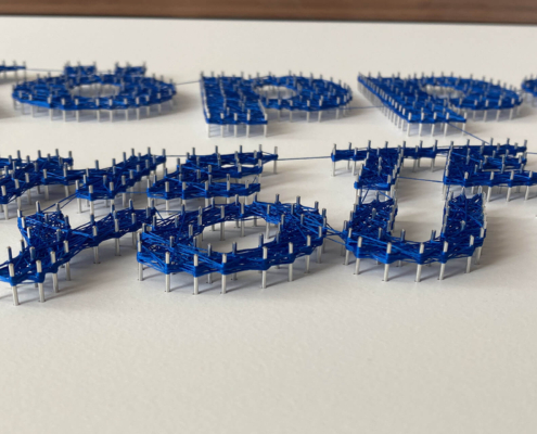 Nagelbild-Fadenbild-Köppen-Sonderfarbe blau-für Besucherzimmer/ moll-real